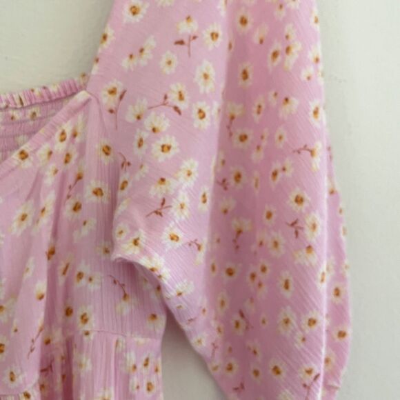 Billabong Dress Womens Medium Pink Swept Away Midi Peasant Casual Boho Floral - Picture 4 of 12